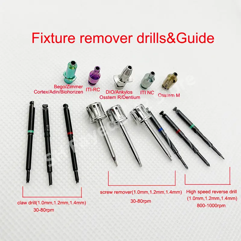 Dental Broken Implant Screw Abutment Screw Extractor Reverse Drill Failed Fixture Remover Implant Screws Bur Tool