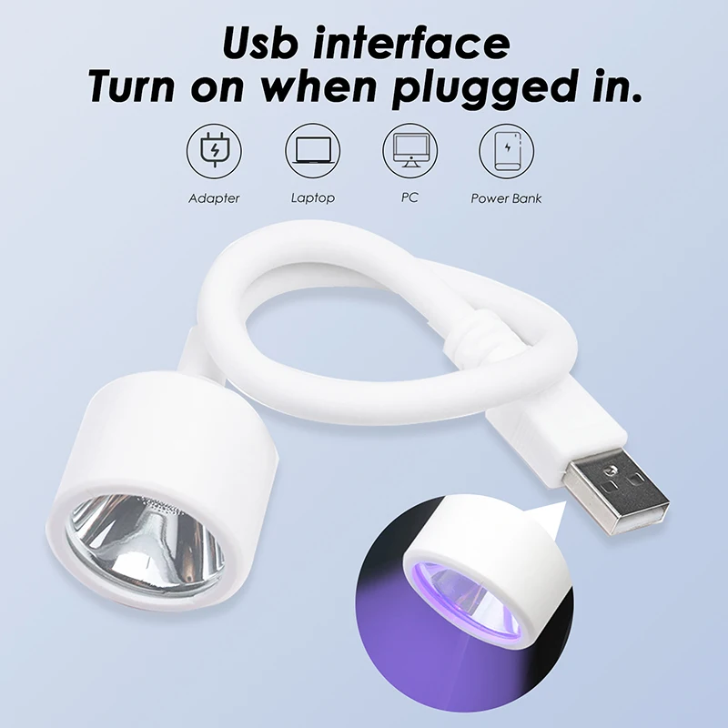 DIY 홈 살롱 매니큐어용 UV LED USB 네일 램프, 휴대용 미니 네일 드라이어, 360 ° 회전 암, 퀵 젤 네일 라이트, 6W