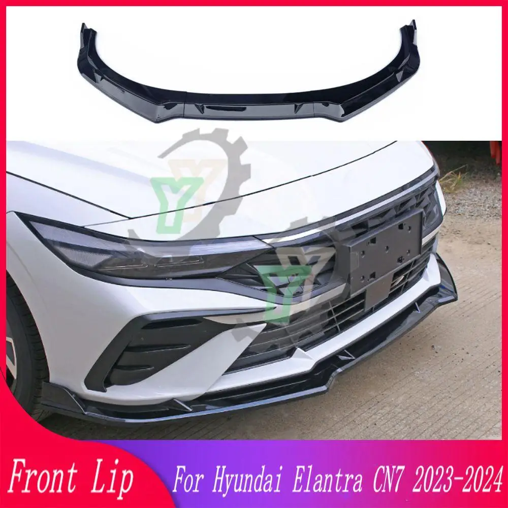 3PCS Car Front Bumper Lip Spoiler Splitter Diffuser Detachable Body Kit Cover Guard For Hyundai Elantra CN7 New 2023 2024