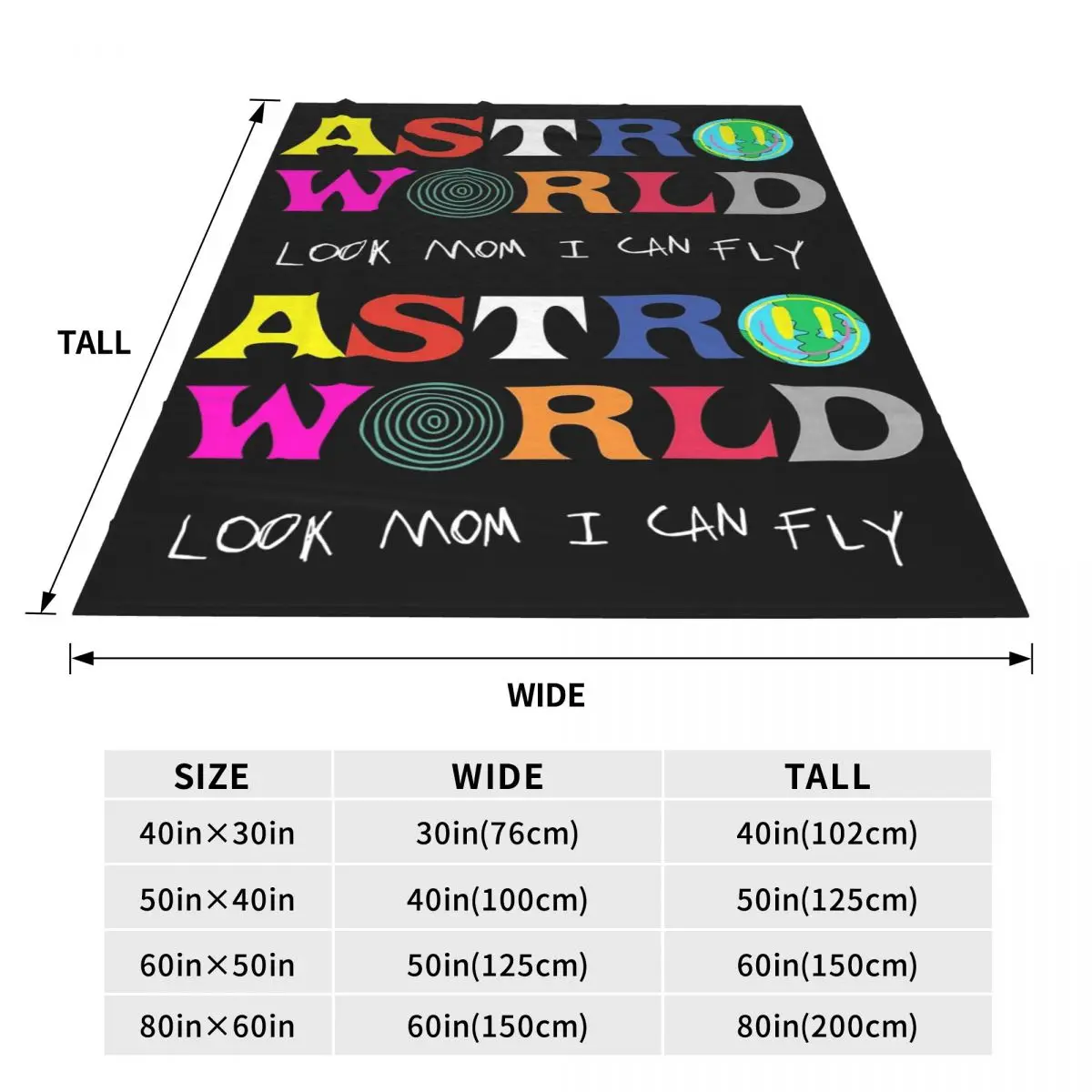 Astroworld-بطانيات محمولة من الفانيلا ، تبدو أمي يمكنني الطيران ، بطانية أريكة ، أريكة ، رميات مكتب ، مفرش سرير