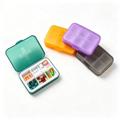 5pcs Cross Design 6 Grids Pill Box Organizer Mini PP Pill Container Portable Medicine Case for Pocket Purse