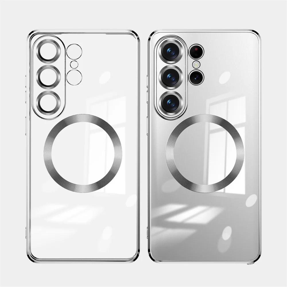 Magnetische, transparente Handyhülle mit schmaler Beschichtung für Samsung S26 Ultra Plus, vollständiger Linsenschutz für MagSafe Wireless Charging Cover