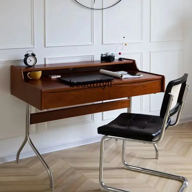 S Massivholz Schreibtisch Kleine Wohnung Einfacher Schreibtisch Arbeitszimmer Zuhause Wohnzimmer Computertisch RETRO Arbeitstisch