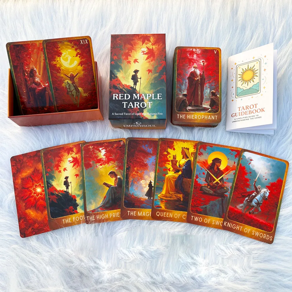 78 Tarot Cards Set, 13x8 Cm Red Maple Tarot , Includes Paper