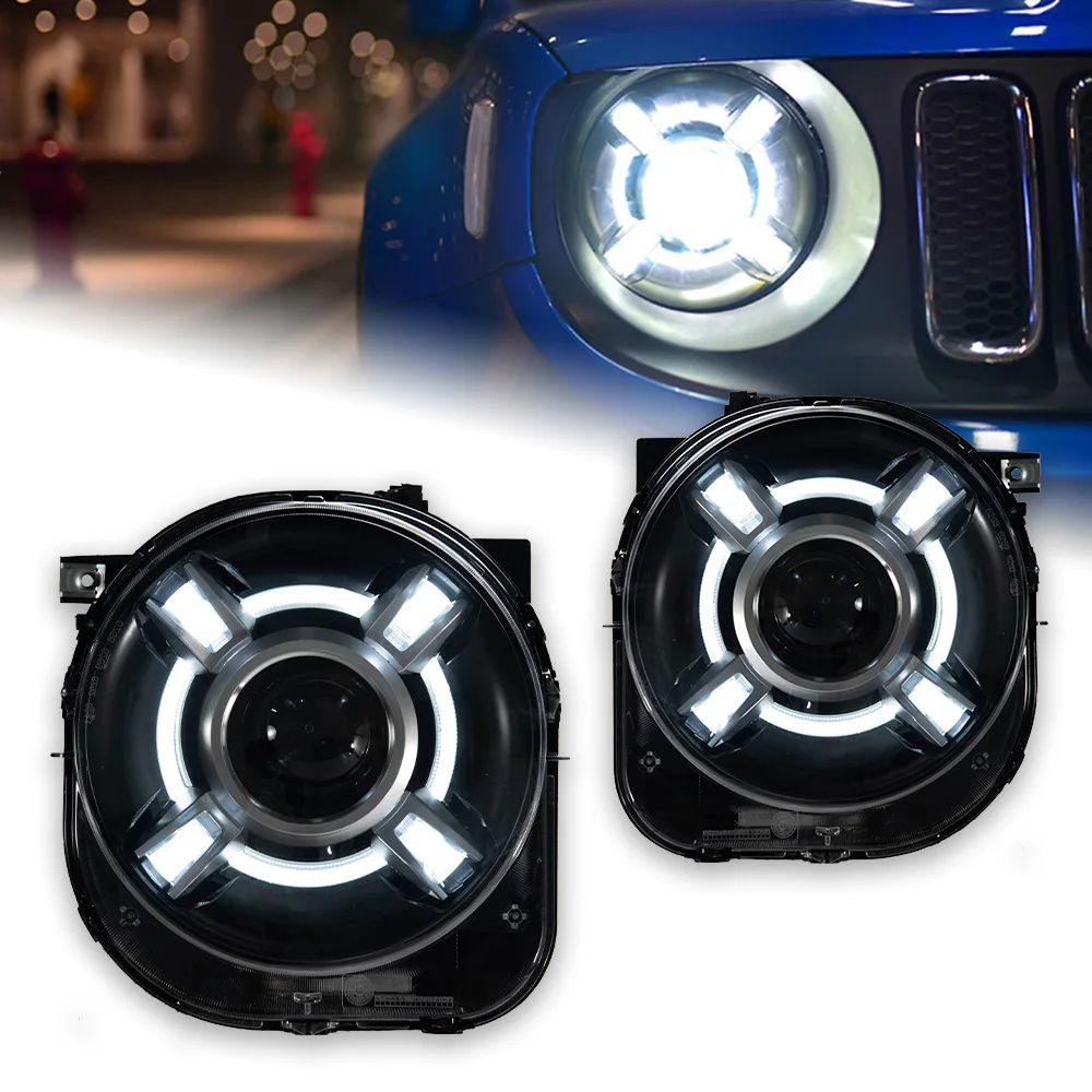 Car Head Lamp For Jeep Renegade LED Headlight 2011-2021 Headlights RenegadeDRL Turn Signal High Beam Angel Eye Projector Lens