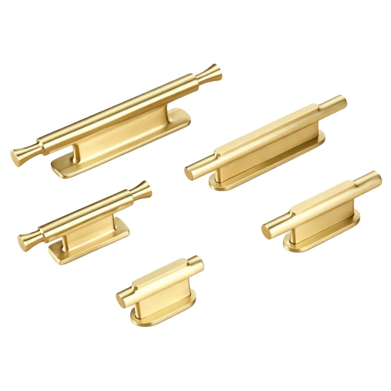 Chinese Solid Brass Pull 49mm~140mm Length Kitchen Cabinet Gold Handle Suitable for Wardrobe and Drawer Furniture Door Handles