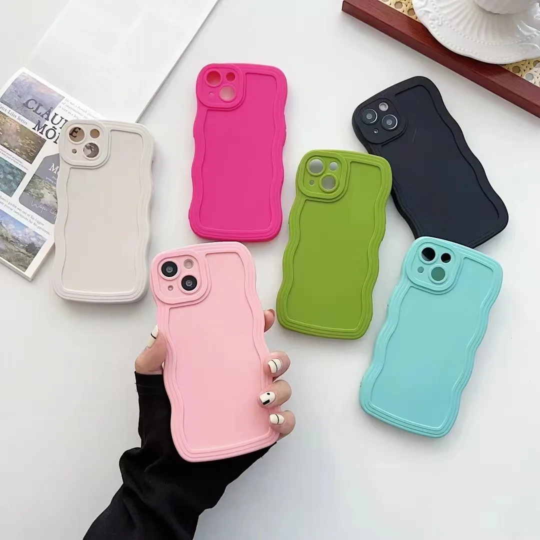 Cute Candy Curly Wavy Phone Case For iPhone 15 14 13 12 mini 11 Pro Max XS X XR 7 8 Plus Soft Silicone Bumper Protective Cover