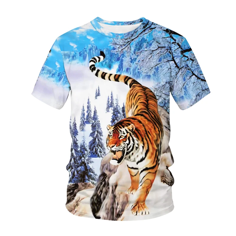 Funny Printing T-shirt Animal Tiger Cat 3D Printed Kids T Shirt  Fashion Casual Cartoons T-shirt Boys Girls Children\'s clothing