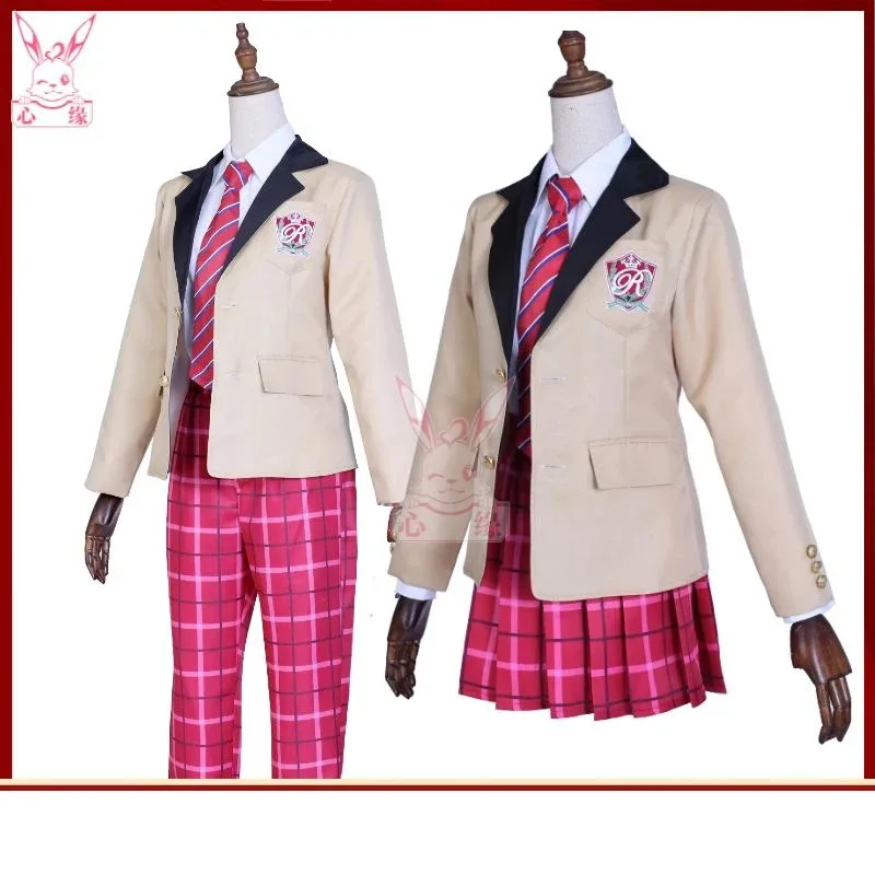 2025 11 Tomoe Hiyori/Sazanami Jun Game Ensemble Stars Cosplay Eve Reimei Gakuen زي موحد مقاس كبير شعر مستعار للمدرسة