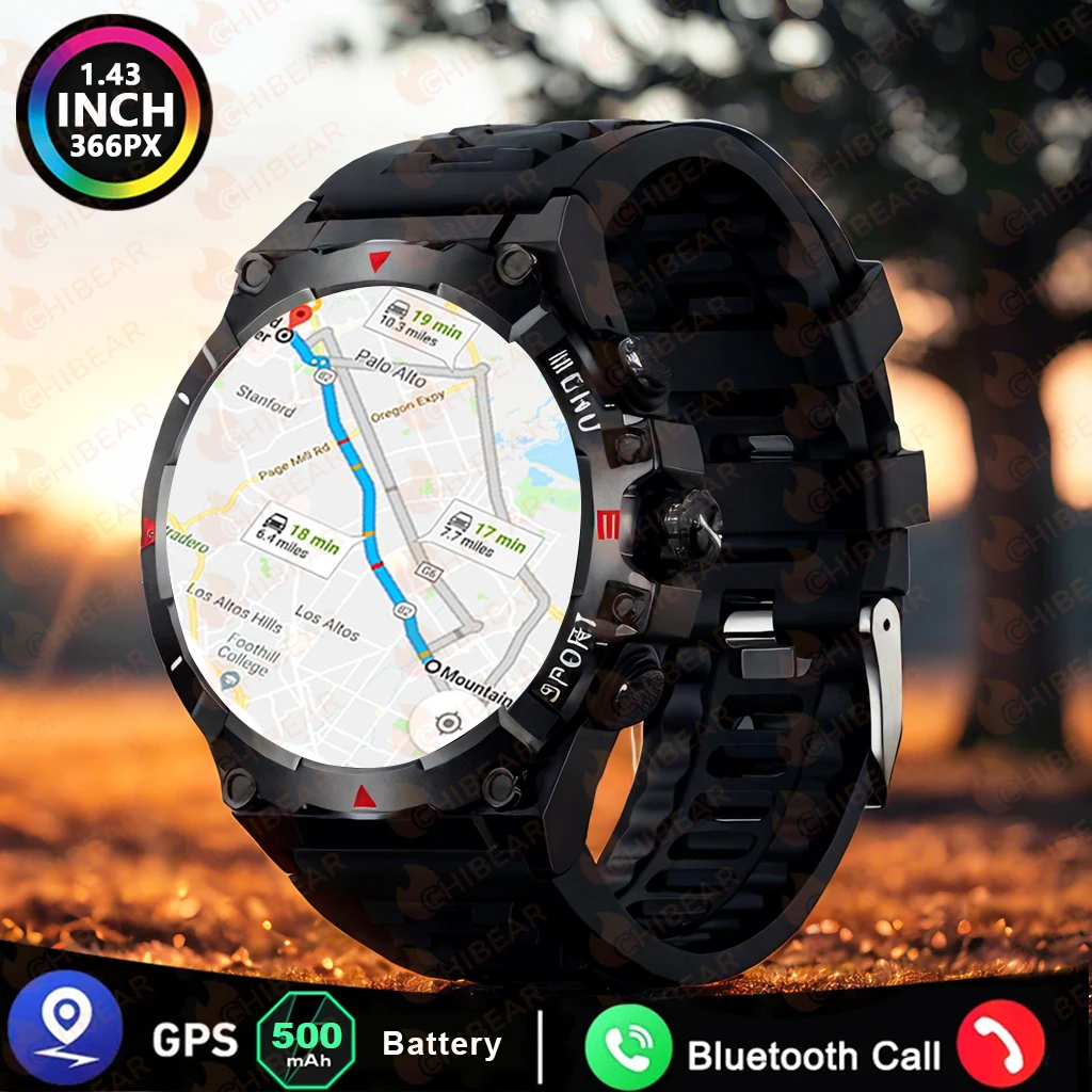 

2025 новый компас Smart Watch 1,43 дюйма AMOLED всегда на дисплее часов Bluetooth Call 500mah батарея IP68 водонепроницаемый Smartwatch