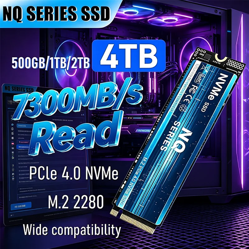7300MB/s Read 2026 NEW NQ SERIES M.2 2280 NVMe PCIe 4.0 SSD 500GB-4TB Internal Hard Drive for Laptops and Desktop PCs