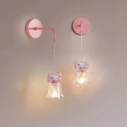 Pink Princess Room Children's Room Bedside Wall Lamps Cute Kitten Lamp Cartoon Creative Nursery Girl Bedroom Decor Wall Lights