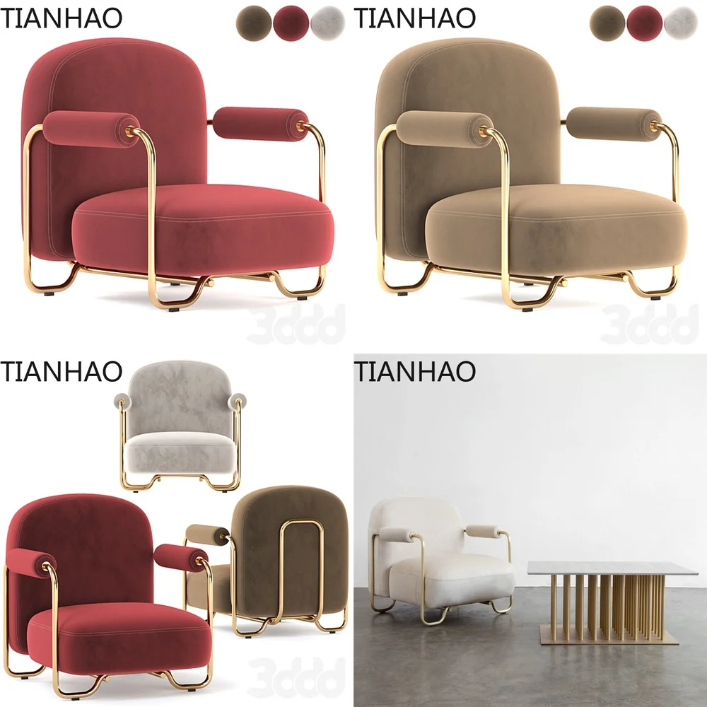 Nordic Minimalist Luxury Metal Fabric Armchair Designer Modern Living Room Lounge Chair Hotel Lobby Reception Seating