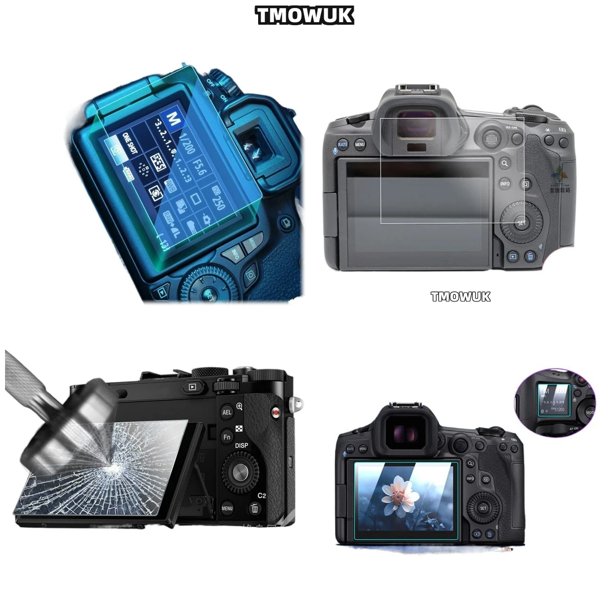 

For Canon R5 R3 HD Clear LCD Screen Protector Tempered Glass 9H Hardness Anti-Scratch Camera Display Guard