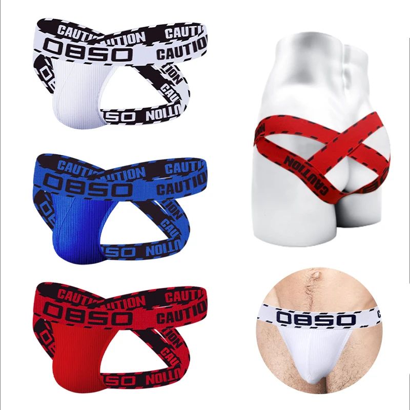Sexy Cotton Gay Jockstrap Men Underwear Thong Cross Strap Hollow Sissy Panties Breathable Sexy Mens Thongs G-strings Underpants