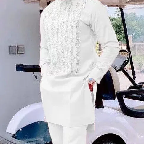 2025 新しいツーピースピンクスーツアフリカエスニックスタイルプリントカジュアルメンズスーツ