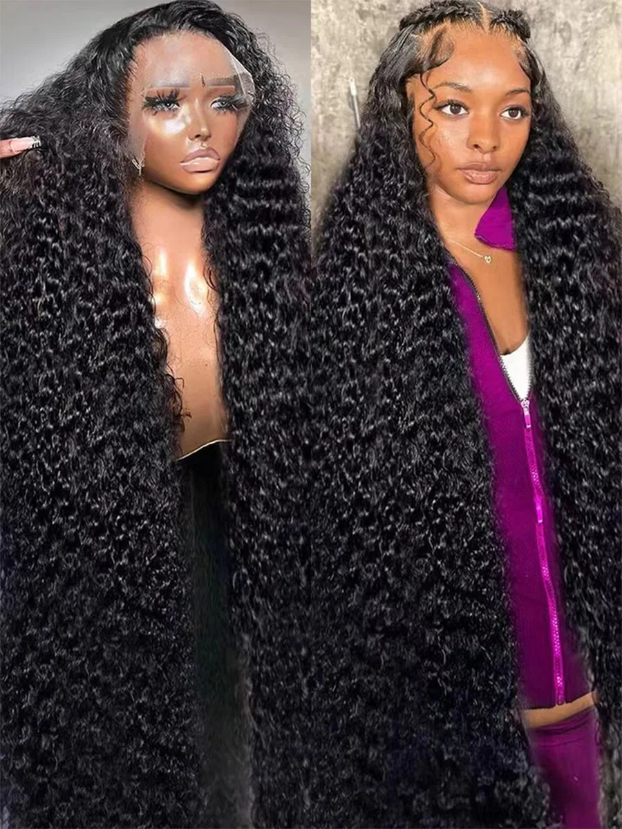 

40 Inch Curly Lace Front Human Hair Wigs For Black Women Pre Plucked Brazilian Hair 13x4 Water Wave Frontal Wig 13x6 HD Lace Wig