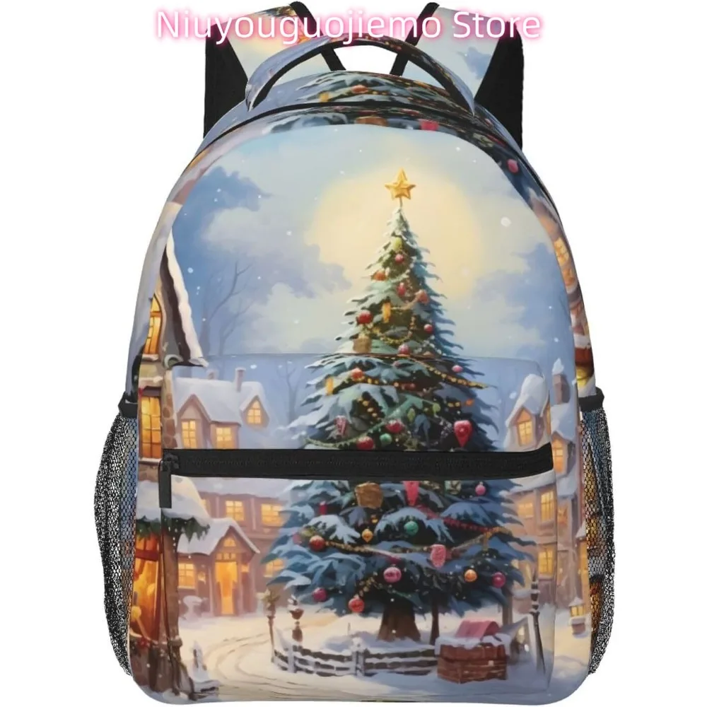 

Winter Christmas Town Lightweight Laptop Backpack Lightweight Multipurpose Travel Casual Daypack Unisex College Backapcks for Me