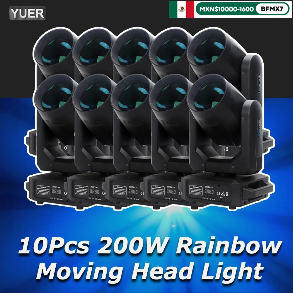 10Pcs/lot NEW 200W LED Moving Head Light Beam+Spot+18 Rotating Prisms+Rainbow Effect Dj Dmx Stage Light Effect Light Disco Bar