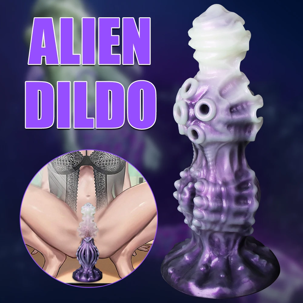 Huge Alien Dildo Dragon Scale Texture Penis Monster Anal Plug Thick Purple Penis for Women Vagina Clitoral Stimulator Sexy Adult