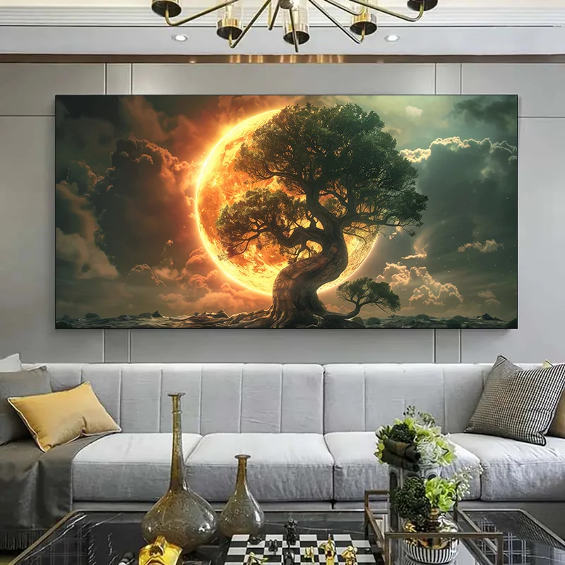 

1pc Tree of Life Canvas Art Print, Frameless Modern Wall Art Decor, for Living Room, Bedroom, Dining Room, Bedroom Wall Art