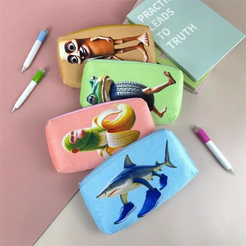 Funny Shanhaijing Stationery Storage Bag Wallet with Girly Keychain Pendants