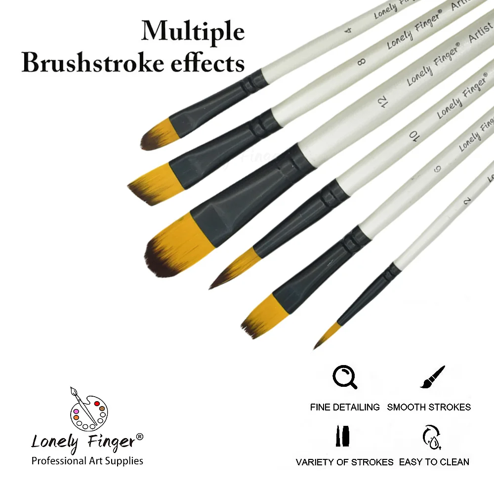 6Pcs Watercolor Paint Pen Paint Brushes Supplies Drawing Art White Painting Brush Art Nylon Hair Multi-Function