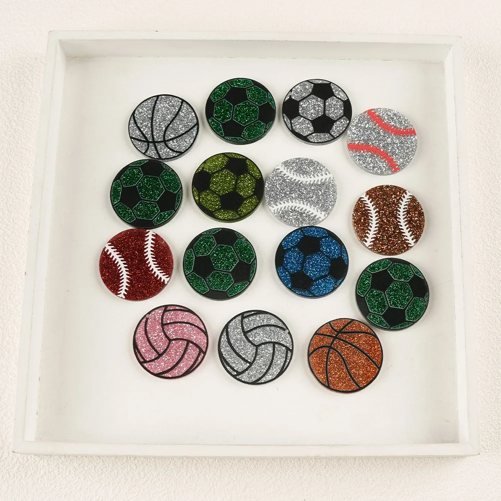 Basketball Football Volleyball Sports Glitter Acrylic Hook Earrings Printed Drop Earrings Epoxy Handmade Jewelrys Gifts