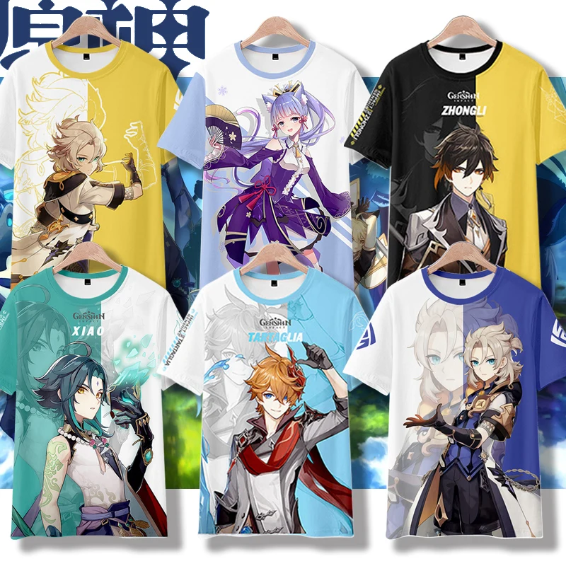 

2026 Genshin Impact short sleeved T-shirt animation surrounding Kerry carved sunny sweet rain walnut same anime cos clothes