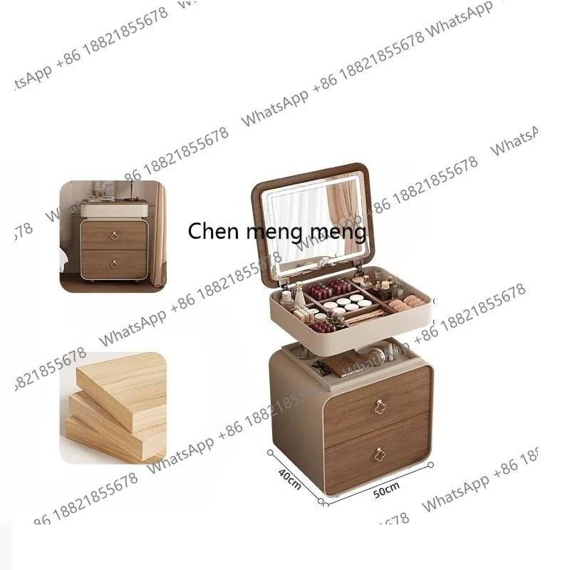 

Cream wind small apartment lifting dresser bedside table integrated household intelligent rotating creative movable