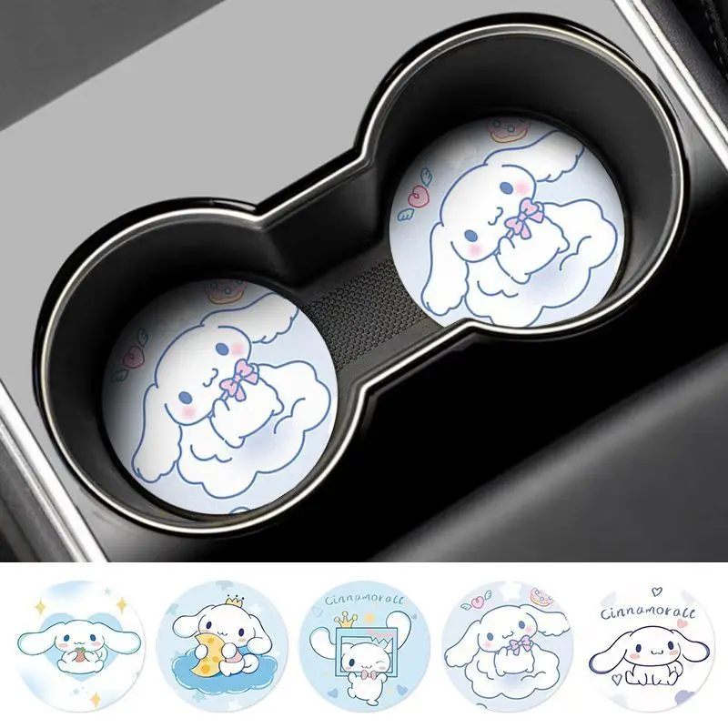 

Sanrio Cinnamoroll Anime Car Coaster Multi-functional Car Heat Insulation Coaster Cartoon Accessories Interior Non-slip Coasters