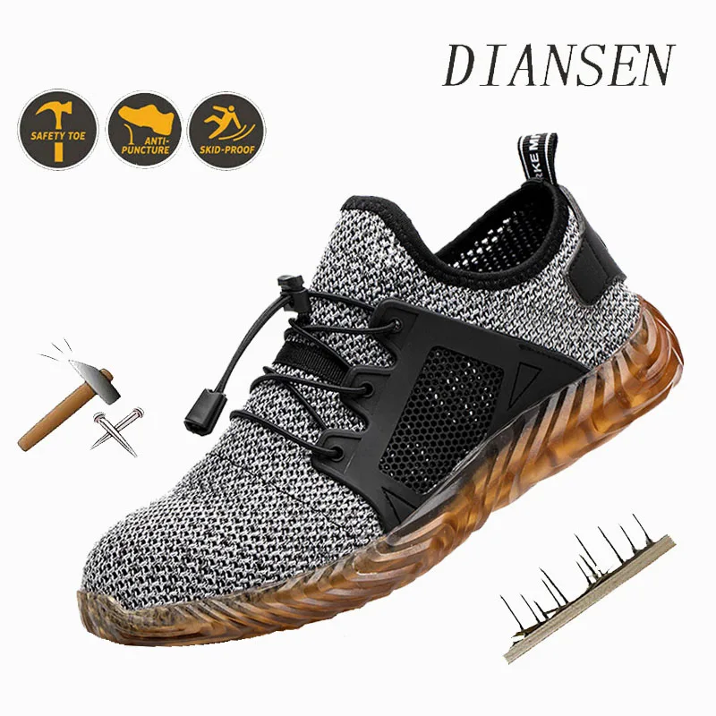 

Мужские рабочие ботинки со стальным носком, дышащие защитные кроссовки, легкая защитная обувь с защитой от проколов, подходящая для тренировки на месте