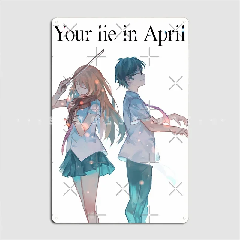 Your Lie In April Shigatsu Wa Kimi No Uso English Version Poster Metal Plaque Wall Mural Wall Customize Poster Tin Sign Poster