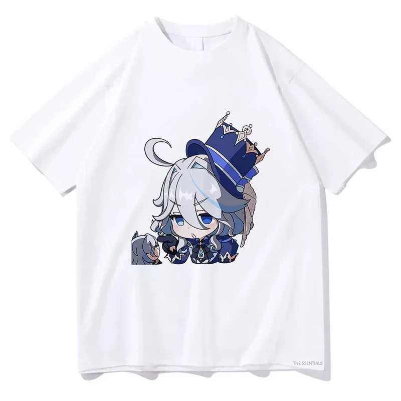 Anime Genshin Impact Furina T Shirts Kawiai Women T Shirt Aesthetic Short Sleeve T-shirt Unisex Tees Vintage Clothing Tops Y2k