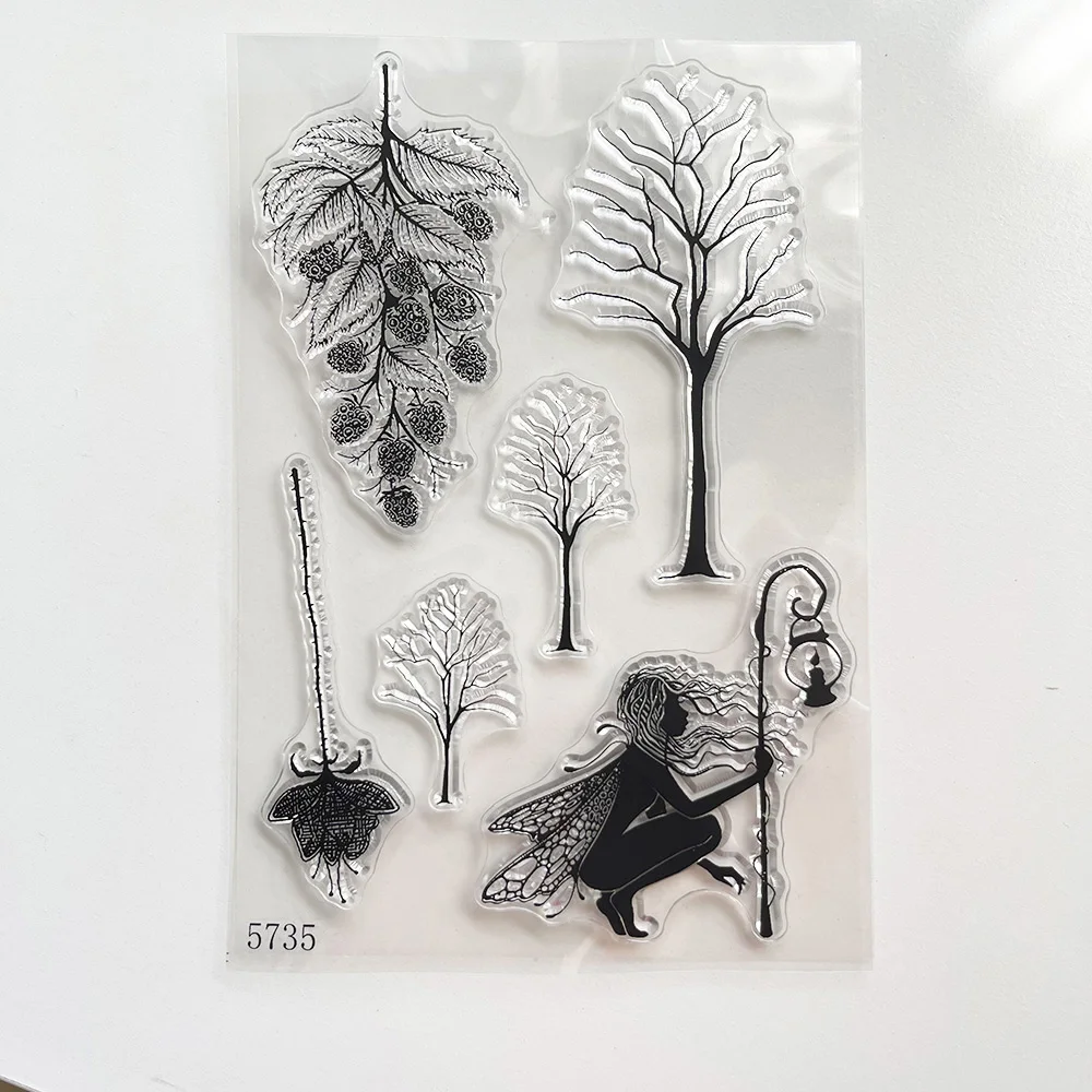 

Fairy Trees 2024 Clear Tranperant Stamps Silicone Stamp for Card Making Album Photo DIY Scrapbooking Decorative Craft Supplies