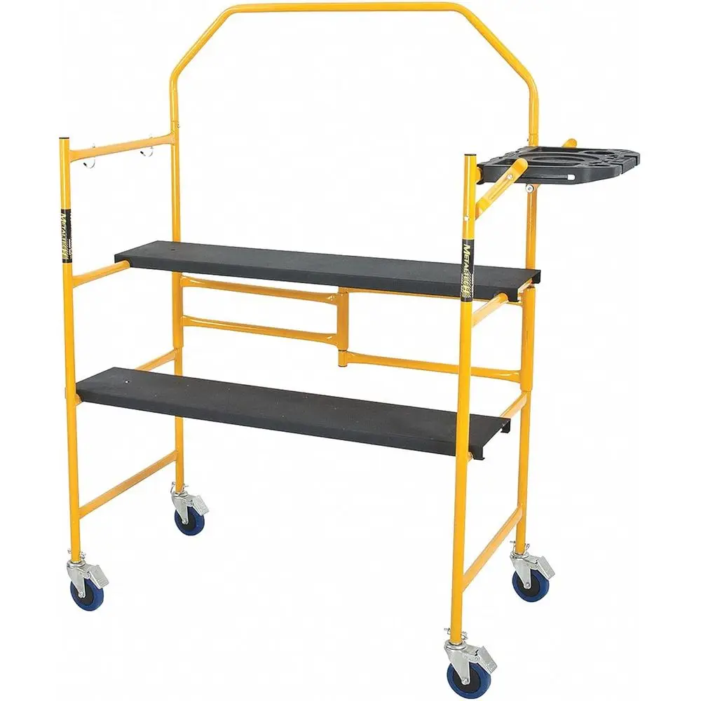 Adjustable Rolling Scaffold Platform with 4-Inch Locking Casters for Construction and Home Improvement
