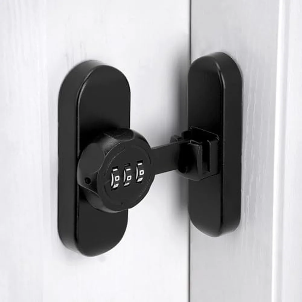 Zinc Alloy Sliding Door Lock with 3 Digit Combination for Cabinets and Office Storage Units 90 mm x 70 mm x 28 mm Black