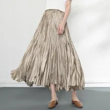 Miyake Kleid mit plissierter Taille, 2025, Sommer, neues schlankes Design, Farbkollision, unregelmäßiger mittellanger Rock