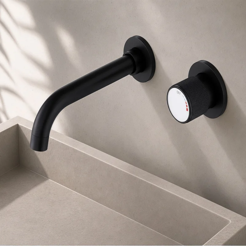 New Bathroom Basin Faucet Wall Mounted Lavatory Mixer Tap Brass Brush Gold Black Sink Mixer Art Carved