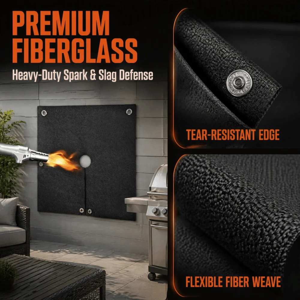 12x12 Inch Welding Blanket 5mm Thick Black Color Heat Shield Mat Heat Barrier Flame Resistant Up to 3000℉ Carbon Blanket