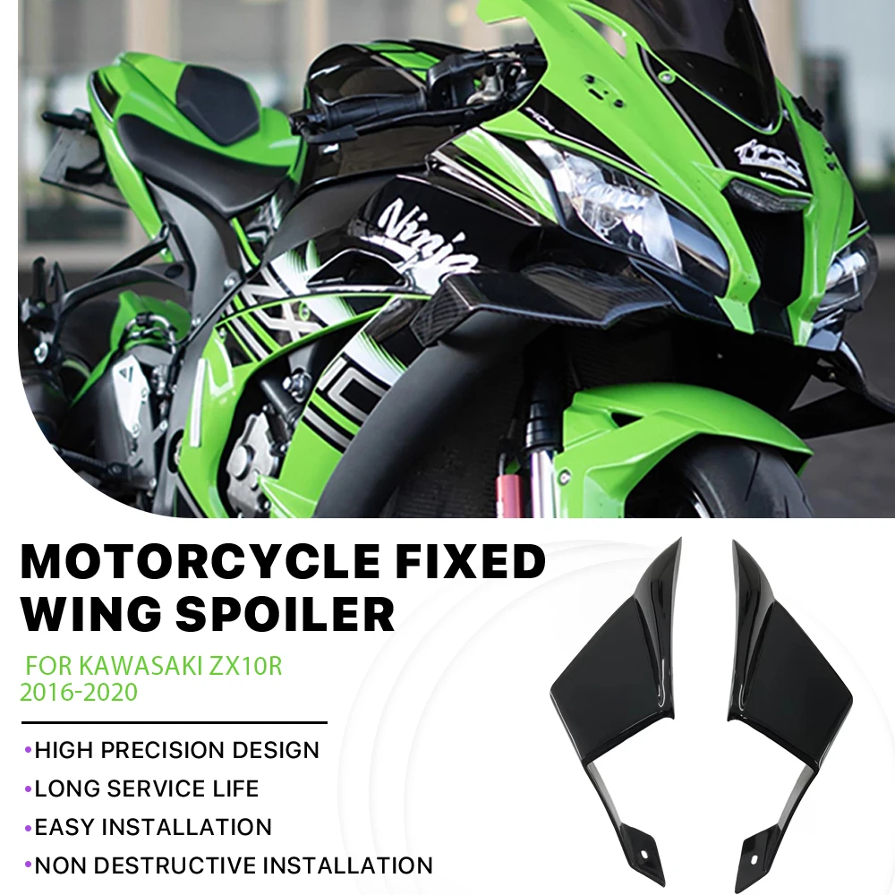 

Motorcycle Accessories ZX10R Wings Forged carbon paint Fixed Wind Wings For Kawasaki Ninja ZX-10R 2016-2020 Spoiler Winglet