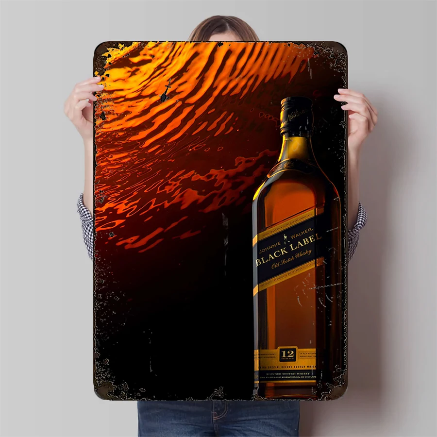 ملصق معدني بتصميم مميز من جوني ووكر باللون الأسود لعمر 12 عامًا #1