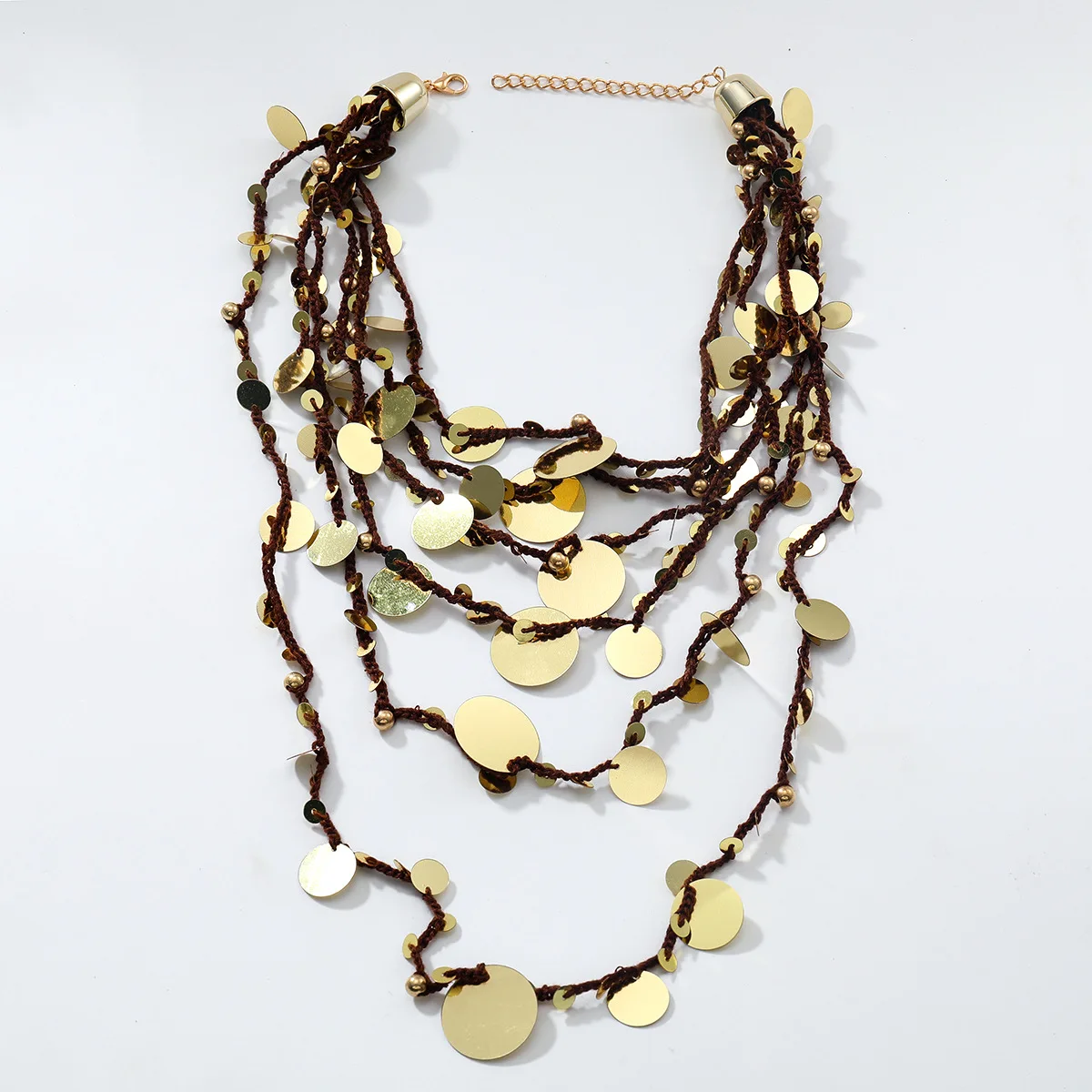 

New ZAA Coin Cord Waterfall Necklace Boho Style Vintage Multilayer Necklaces for Women Holiday Party Jewelry Gifts
