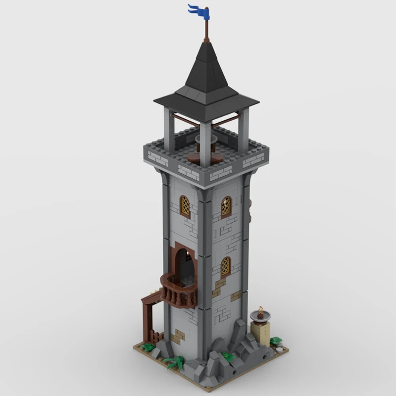 MOC- 201290   Brinquedos de construção retrô, torre de vigia medieval, bloco de construção, conjunto de tijolos, presentes criativos, alta qualidade, adultos, 627 peças
