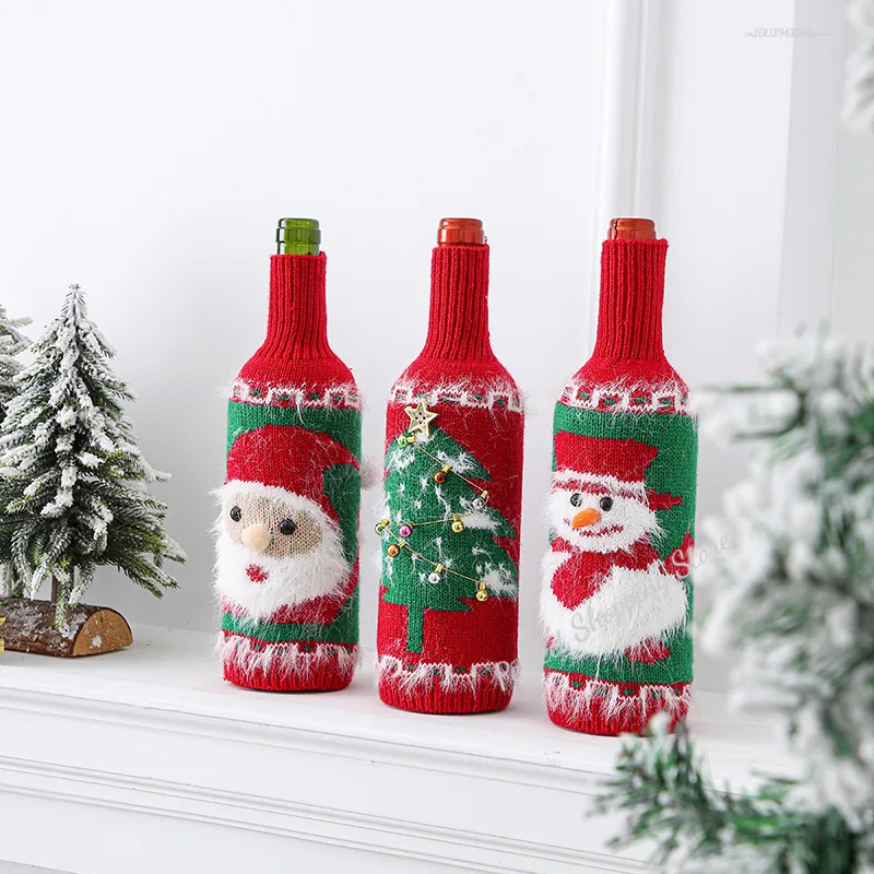 Christmas Wine Bottle Cover Wine Bag Linen Christmas New Champagne Wine Bottle Cover Bottle Bag Dining Table Decoration