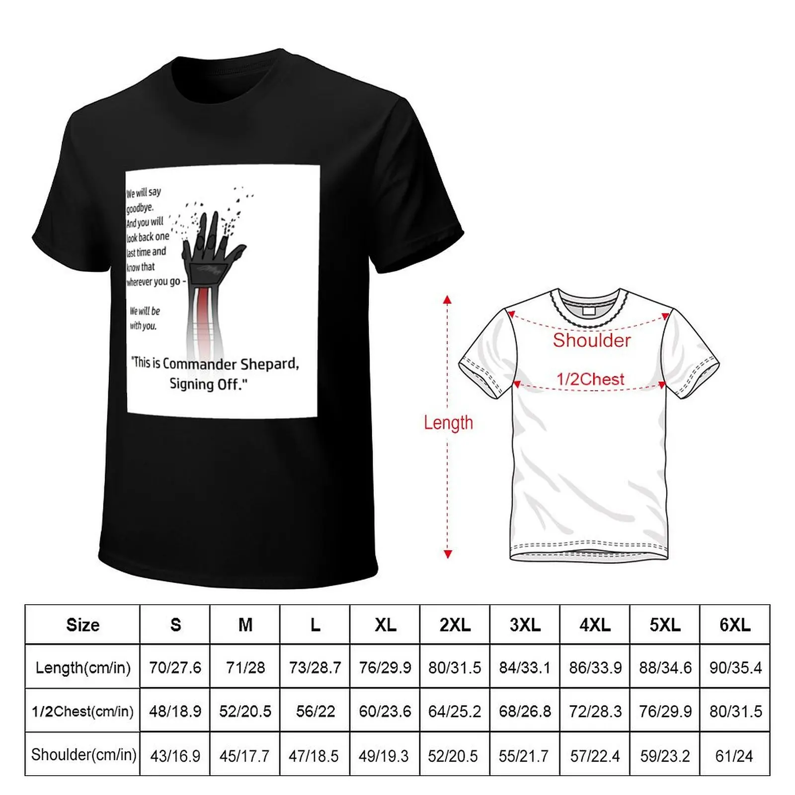This is Commander Shepard, Signing Off T-Shirt Basic Casual Short Sleeve Cotton Shirt