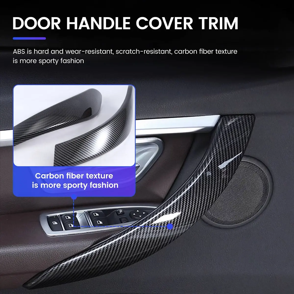 #33F (carbon fiber pattern)Carbon Look Interior Door Handle Cover Trim for BMW 3 Series F30,Automotive Parts & Accessories
