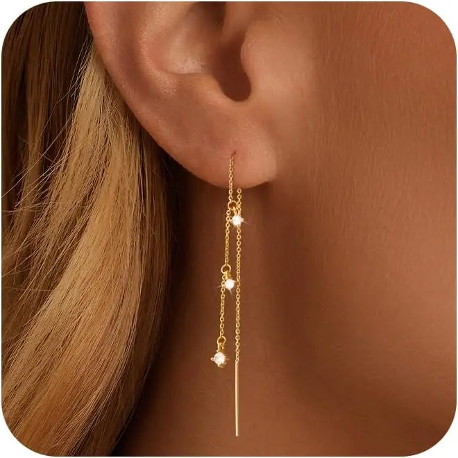 

Cool dance earrings, ladies' pendant earrings, imitation gold pendant style wedding earrings, exquisite long hanging chain pearl thread earrings, fashionable, can be used as birthday gifts