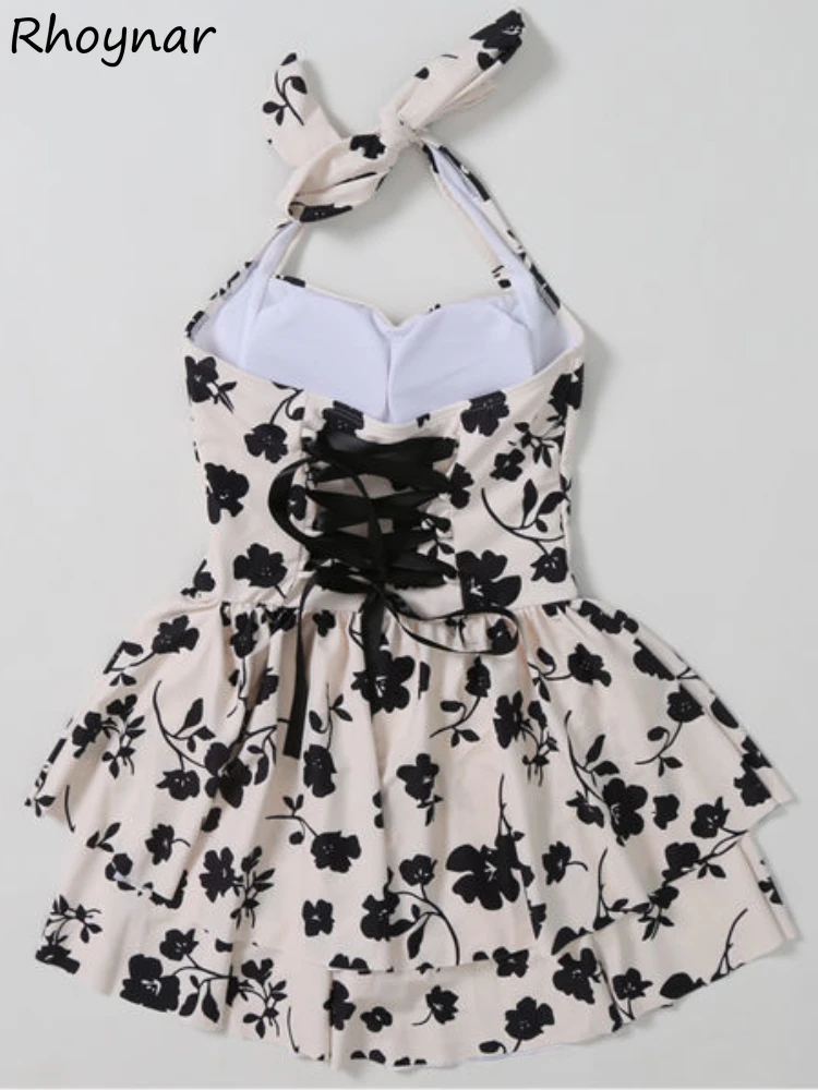 الصيف الحلو التستر المرأة الرسن عارية الذراعين تصميم مثير ضمادة بناتي طباعة ملابس سباحة أنيقة نمط الشاطئ Y2K عطلة شعبية