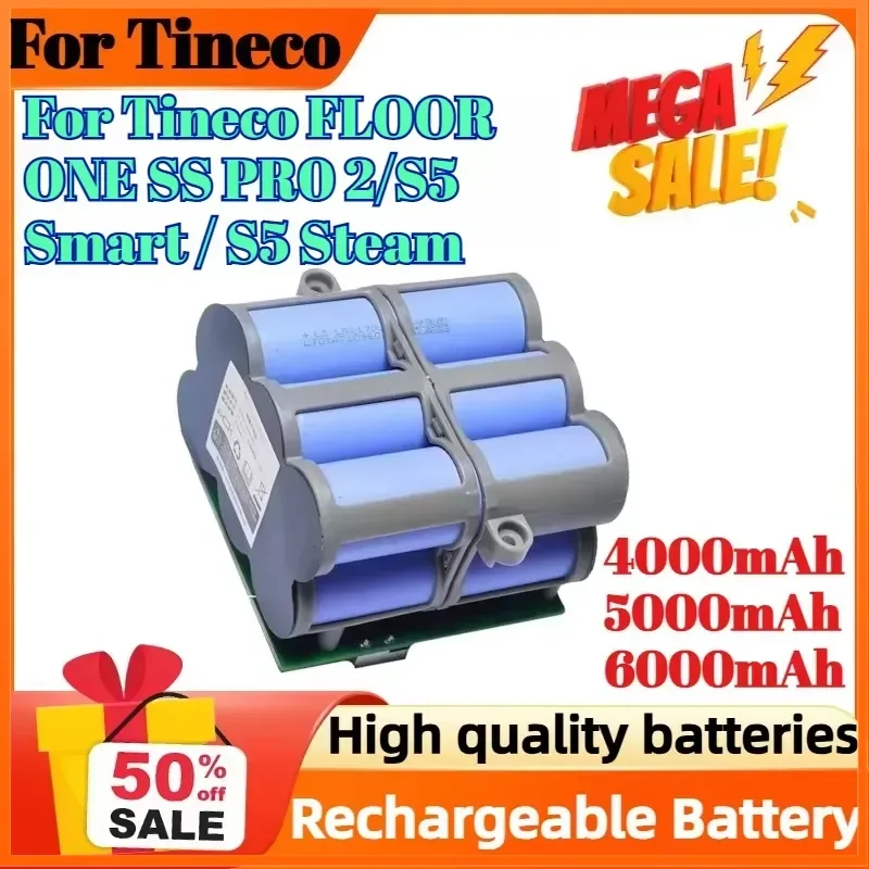 4000mAh 5000mAh 6000mAh 21.6V Floor Scrubber Battery For Tineco FLOOR ONE SS PR0 2/S5 Smart / S5 Steam Rechargeable Battery